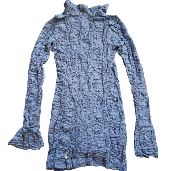 Free People Women's Shayla Lace Long sleeves Button Front Mini Casual Boho Dress - Picture 6 of 12